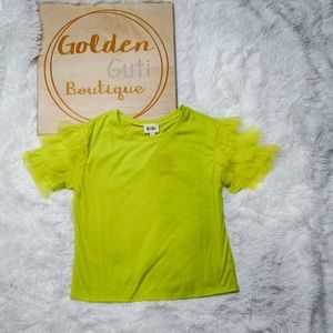 Neon Green Ruffled Sleeves Top